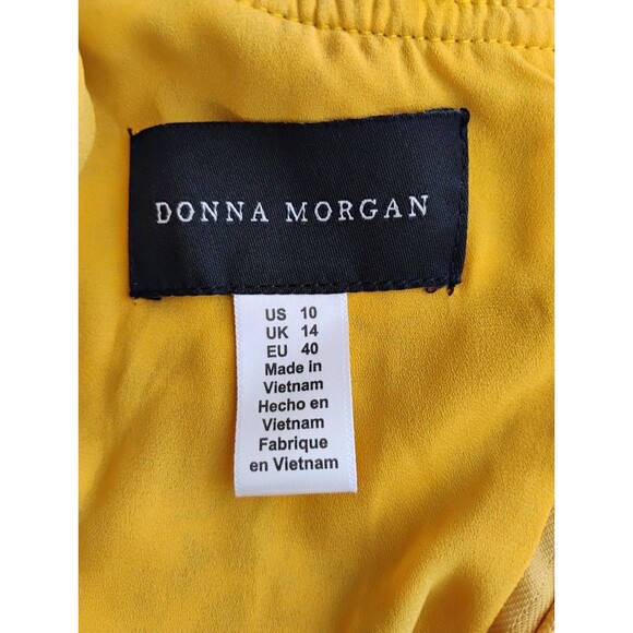 Donna Morgan Floral Print Yellow Ruffled Collar Women Dress Size 10 - Picture 6 of 7